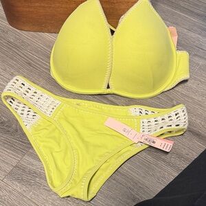 Victoria's Secret Bright Yellow Crochet Bikini